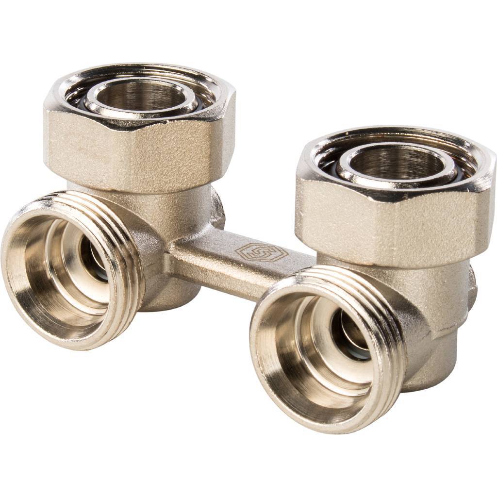 Узел нижнего подключения радиатора STOUT для двухтрубной системы, угловой  3/4''