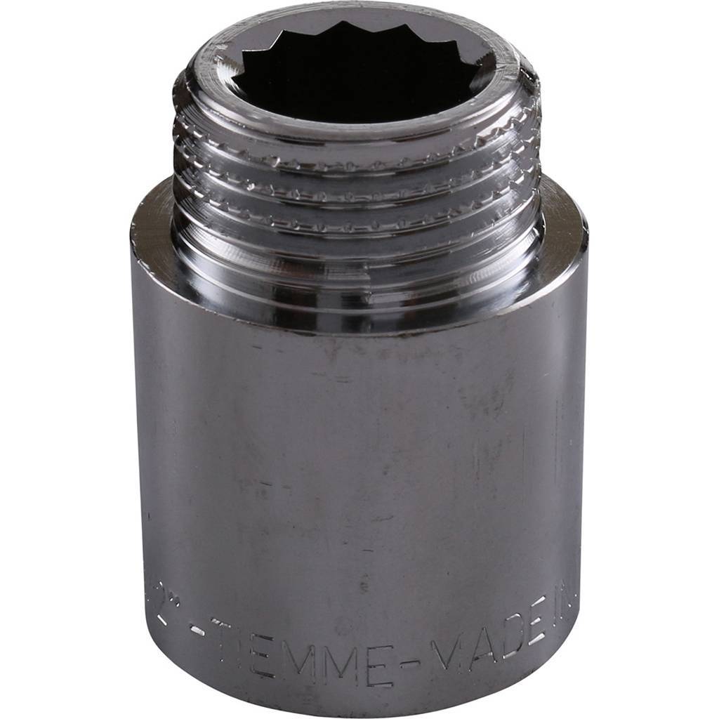 Удлинитель TIEMME НВ 25мм-1/2 хром для стальных труб резьбовой