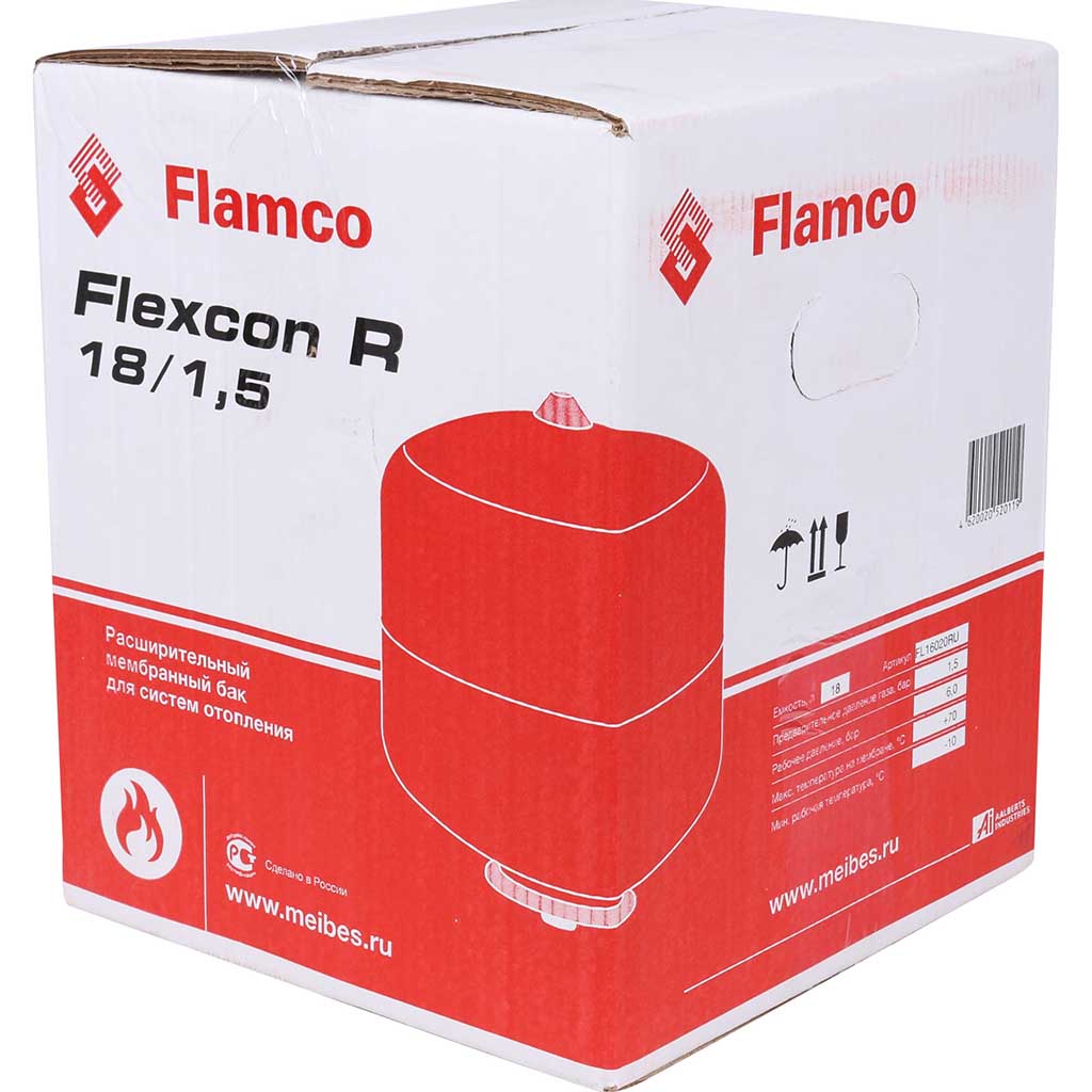 Расширительный бак Flamco Flexcon R (теплоснабжение/холодоснабжение) Flexcon R 18л/1,5 - 6bar. Фото 5