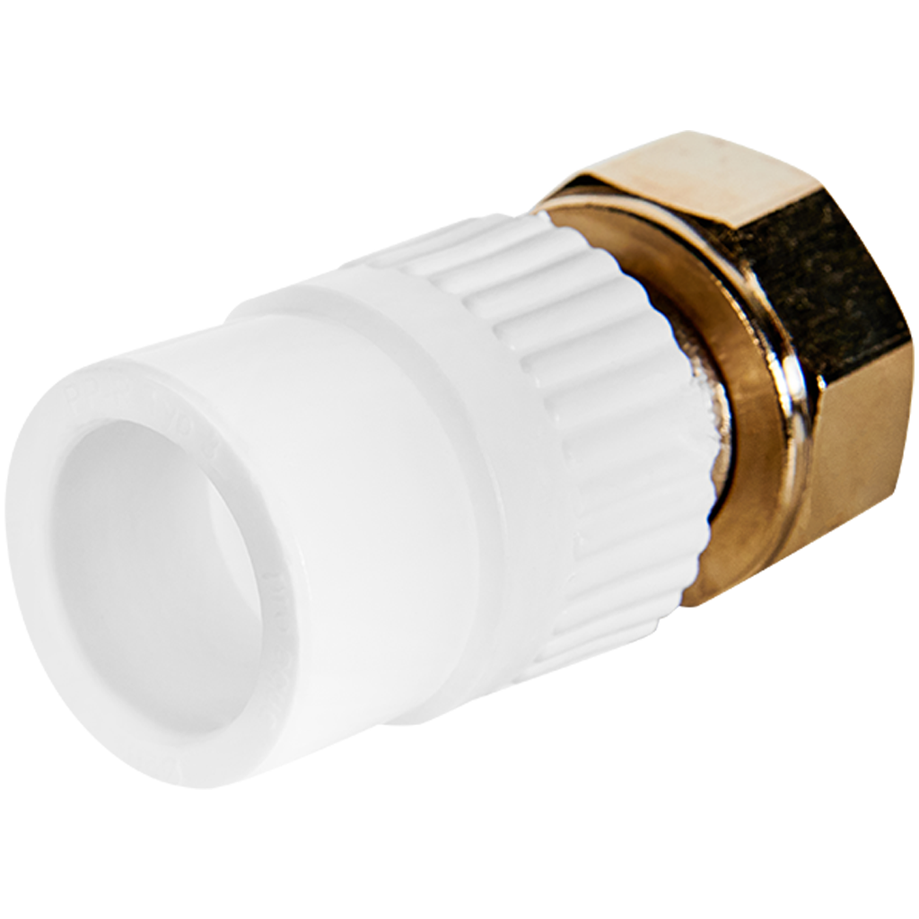 Муфта Pro Aqua d=20x3/4 PP-R с накидной гайкой, евроконус, белая. Фото 2
