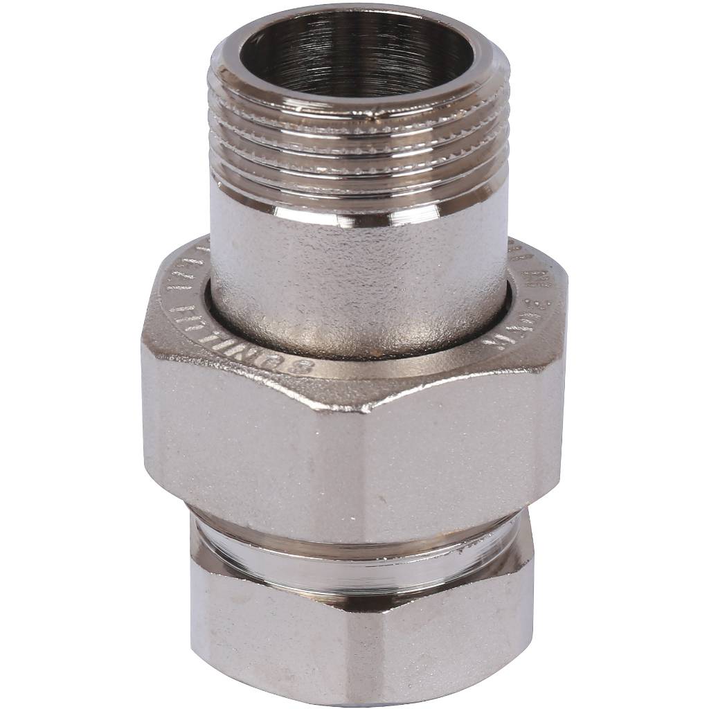 Разъемное соединение STOUT американка ВН 3/4 никелированное, уплотнение под гайкой по плоскости