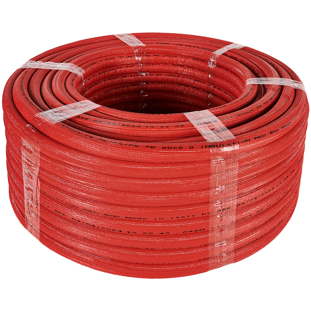 Труба металлопластиковая STOUT в теплоизоляции 20х2,0 (бухта 100 м) (красная)