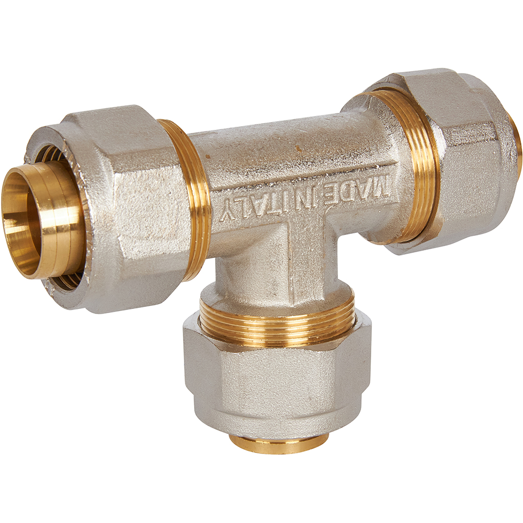 Тройник STOUT равнопроходный 32x32x32 для металлопластиковых труб винтовой