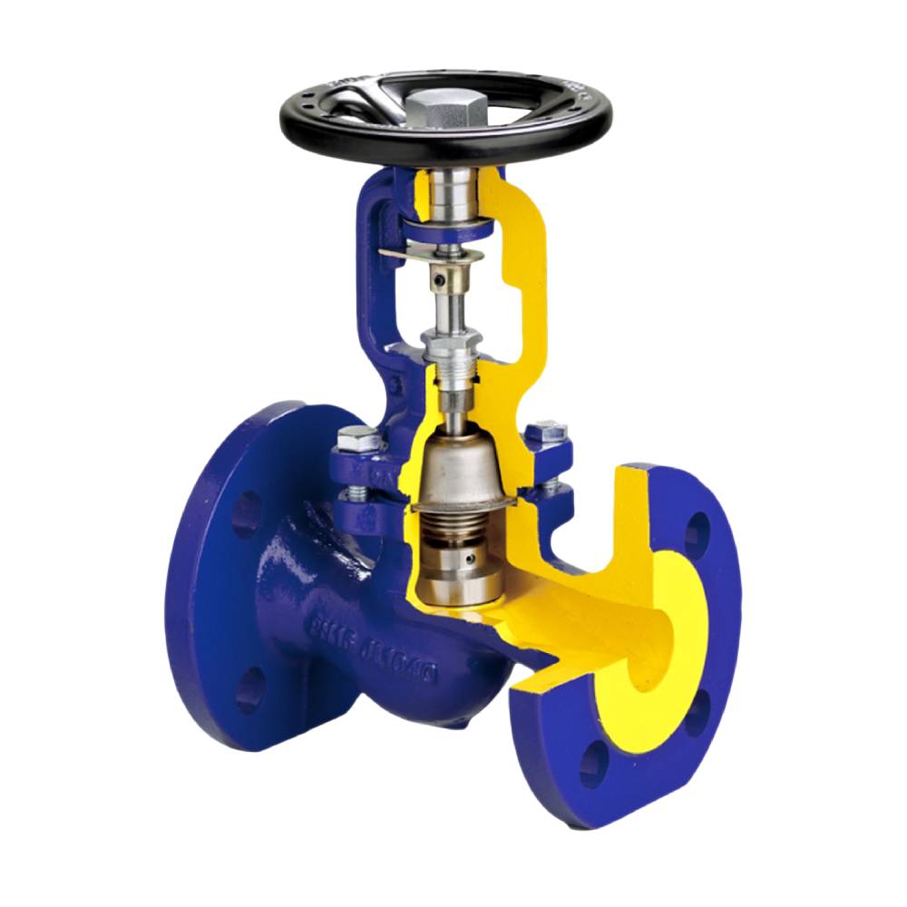 Клапан запорный сильфонный ZETKAMA 234A Ду80 Ру16 фланцевый из чугуна. Фото 0