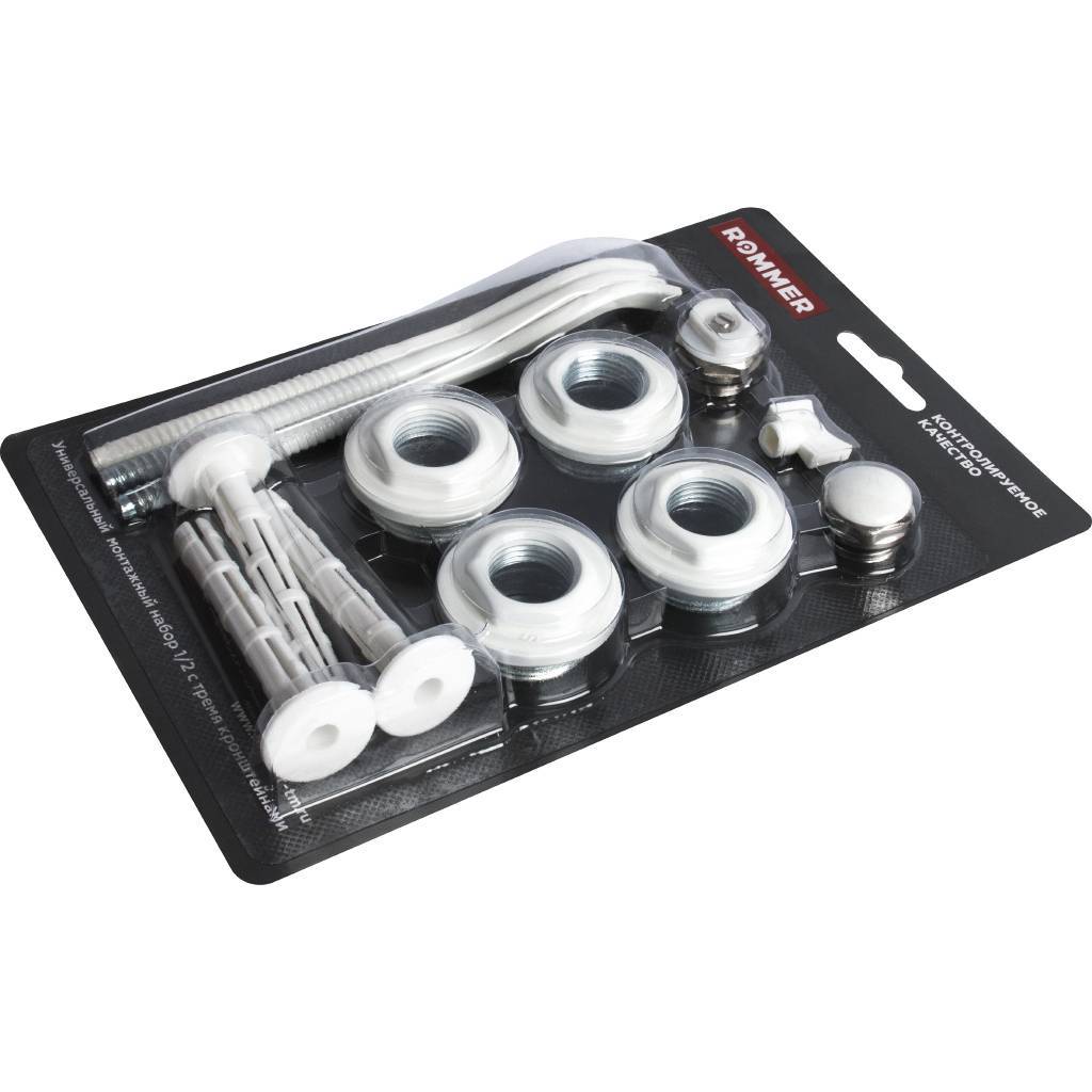 Монтажный комплект ROMMER 1/2 13 в 1 (RAL9016) c 3-мя кронштейнами. Фото 2