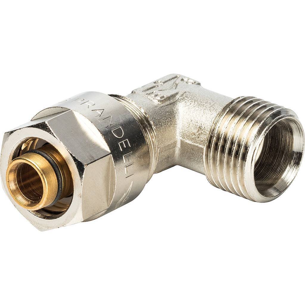 Угольник 90 с нар.резьбой Prandelli Multyrama (16х2,0х1/2) для металлопластиковых труб винтовой