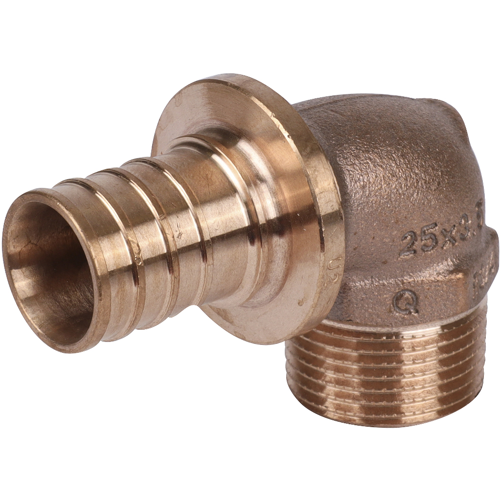 Угольник-переходник РЕХАУ RAUTITAN с наружной резьбой 25-R 3/4 RX+ для труб из сшитого полиэтилена аксиальный