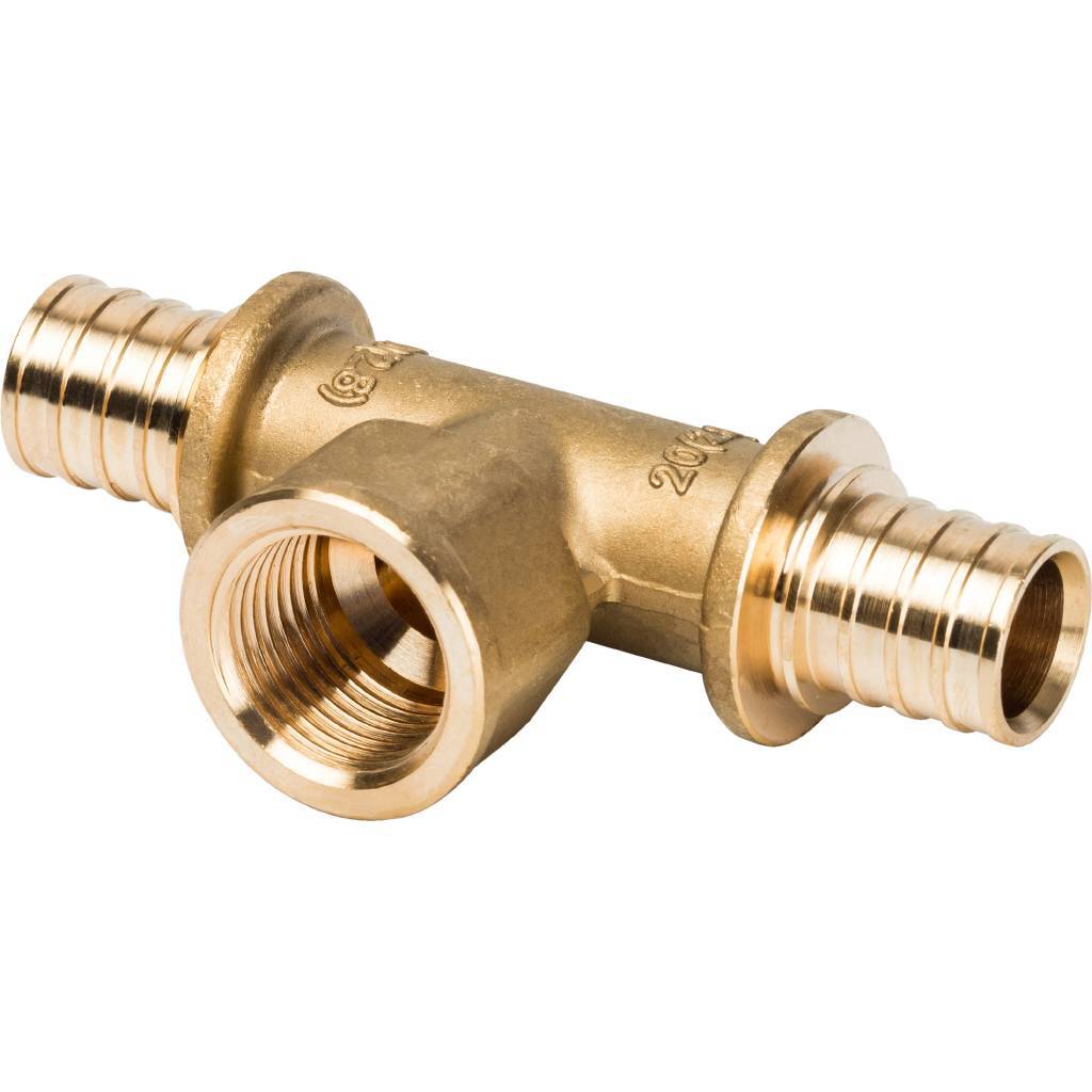 Тройник-переходник STOUT с внутренней резьбой 20xR 1/2 для труб из сшитого полиэтилена аксиальный