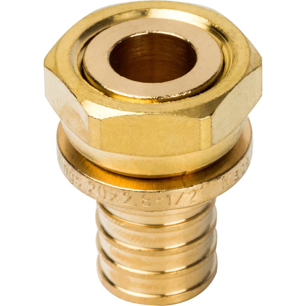 Переходник STOUT с накидной гайкой 20xG 1/2 для труб из сшитого полиэтилена аксиальный