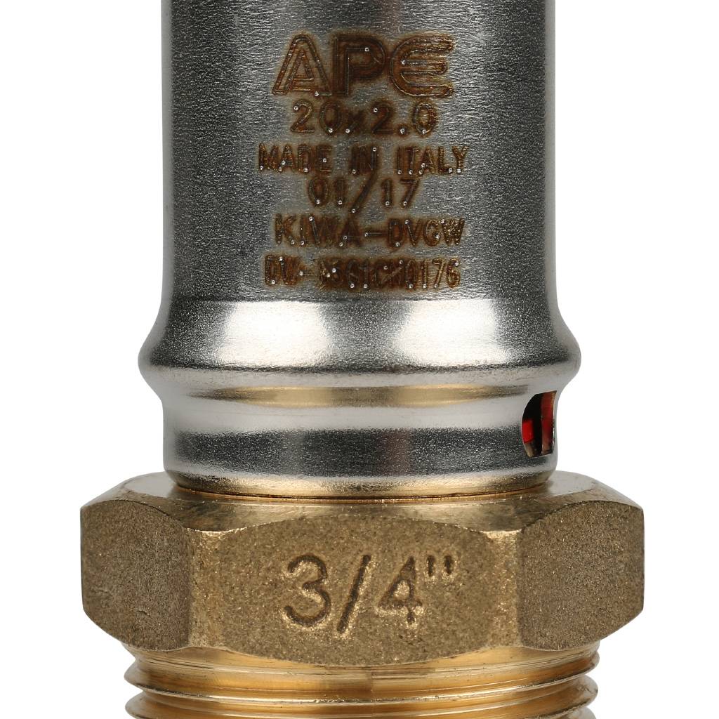 Переходник STOUT с наружной резьбой 3/4 х20 для металлопластиковых труб прессовой. Фото 6