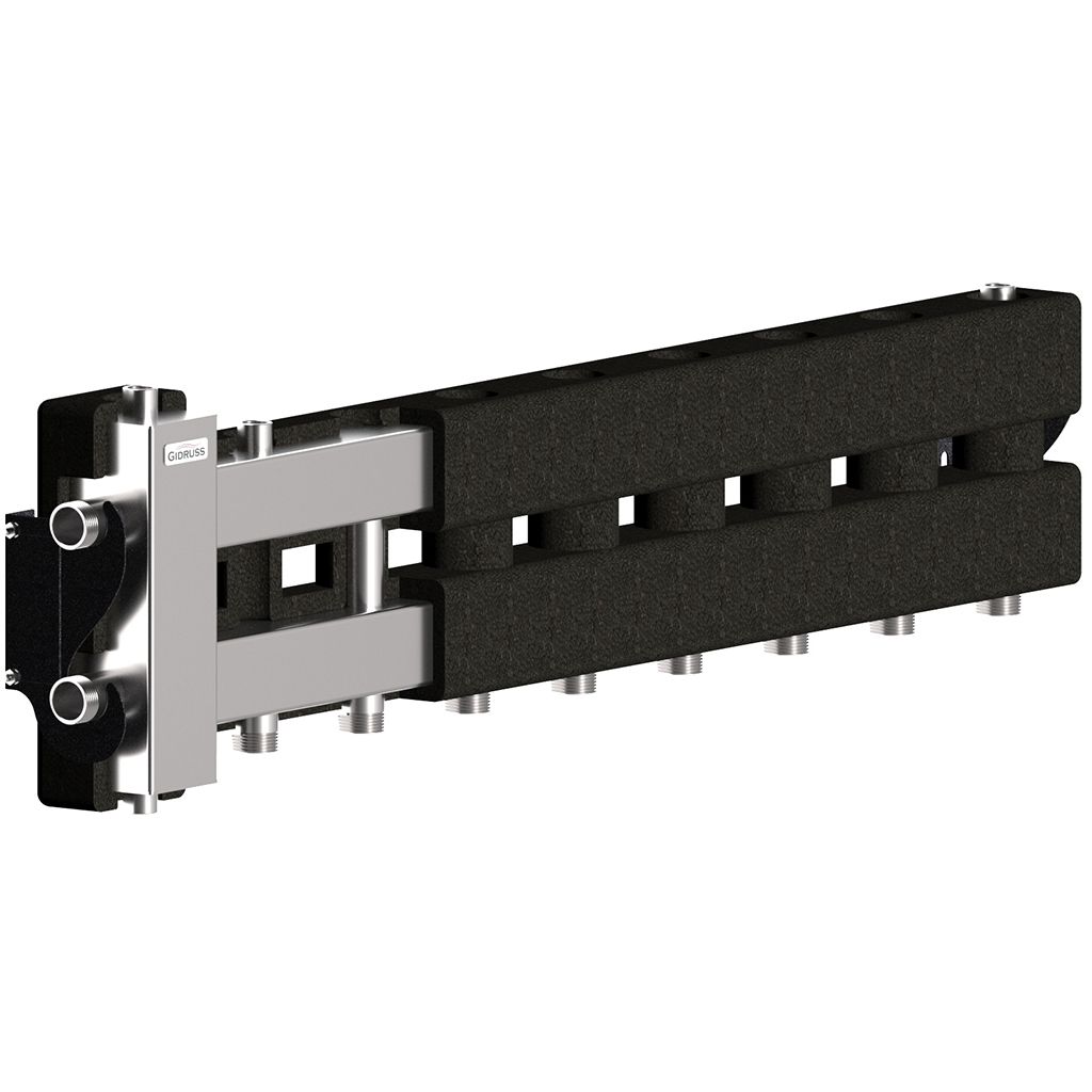 Балансировочный коллектор GIDRUSS BMSS-60-5D.EPP (до 60 кВт, вх. G 1, 4+1 контура G 1, 4D-кронштейны K.UMS, EPP-термоизоляция). Фото 0