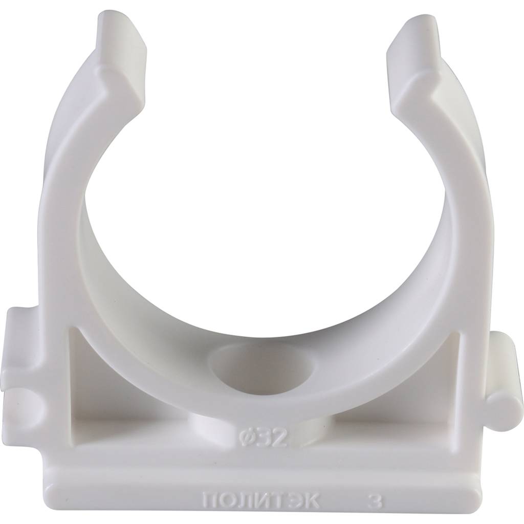 Крепление Политэк d=32 для полипропиленовых труб под сварку (цвет белый). Фото 2