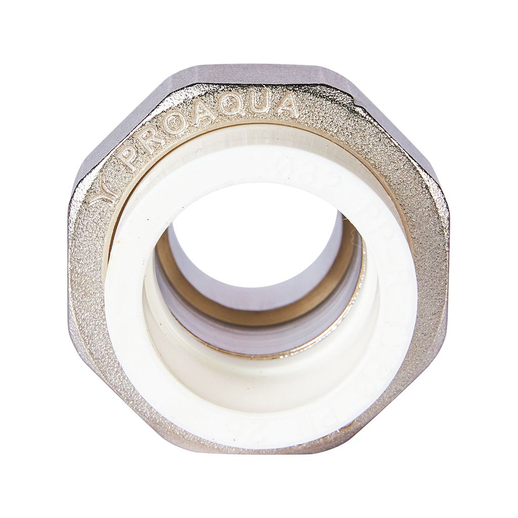 Муфта комбинированная Pro Aqua d=32-1 PP-R разъемная (американка) УСИЛЕННАЯ НР Белая. Фото 6