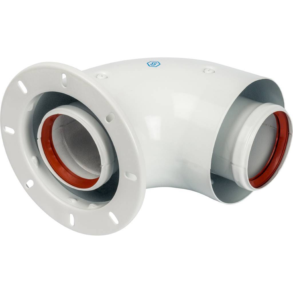 Адаптер для котла угловой STOUT DN60/100 90° коаксиальный (совместимый с Bosch, Buderus)(с логотипом). Фото 1