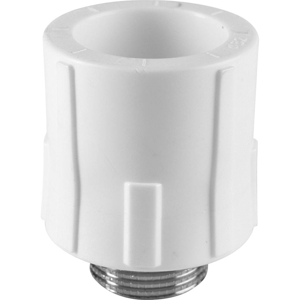 Муфта комбинированная Политэк 32х3/4 наруж. резьба для полипропиленовых труб под сварку (цвет белый). Фото 2