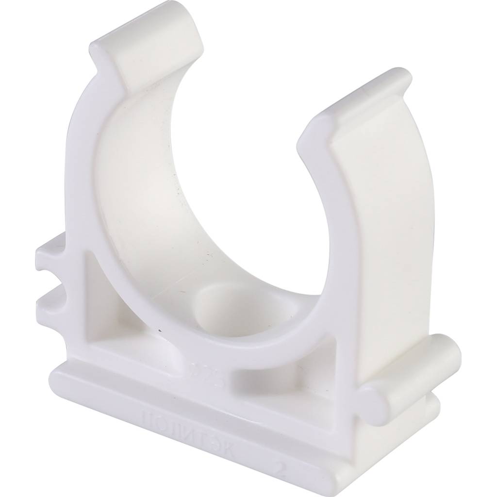 Крепление Политэк d=25 для полипропиленовых труб под сварку (цвет белый). Фото 0