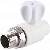 Кран шаровой Kalde разборный прямой с накидной гайкой 20x 3/4 для полипропиленовых труб под сварку (цвет белый)