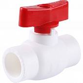 Мини-кран шаровой Kalde с красной ручкой для полипропиленовых труб d=20 для полипропиленовых труб под сварку (цвет белый)