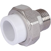 Муфта разъемная с наружной резьбой Политэк 20х1/2 для полипропиленовых труб под сварку (цвет белый)