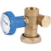 Шаровой перехватывающий клапан с встроенным термометром BARBERI 0-120 °C (синяя ручка)