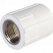 Муфта комбинированная Политэк 25х1/2 внутр. резьба для полипропиленовых труб под сварку (цвет белый)