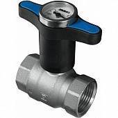 Шаровой кран HERZ с 3Т-образной полимерной рукояткой и термометром (цвет рукоятки - синий, ВР-ВР 3/4