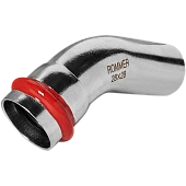 Угольник ROMMER однораструбный 45°-НПр, 28, из нержавеющей стали прессовой