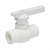 Мини-кран шаровой Kalde с белой ручкой для полипропиленовых труб d=25