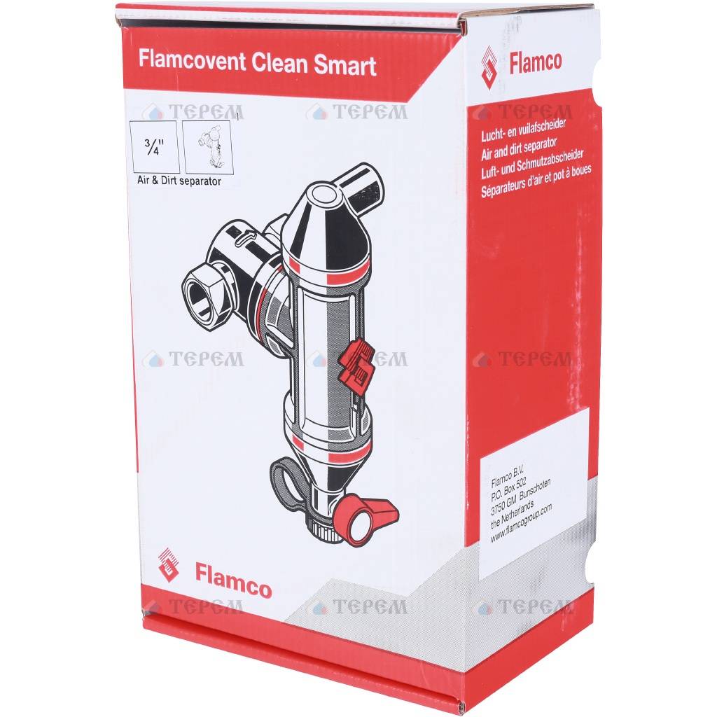 Flamco Сепаратор Сепаратор воздуха и шлама Flamcovent Clean Smart 3/4 ...