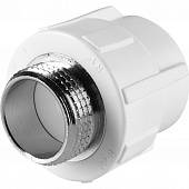 Муфта комбинированная Политэк 32х1 наруж. резьба для полипропиленовых труб под сварку (цвет белый)