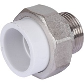 Муфта разъемная с наружной резьбой Политэк 32х1 для полипропиленовых труб под сварку (цвет белый)