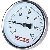 Термометр биметаллический ROMMER 80 мм 120 градусов с погружной гильзой 50 мм 1/2