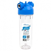 Прозрачный магистральный фильтр для холодной воды АКВАБРАЙТ Slim Line 10 дюймов, латунная вставка 1 дюйм