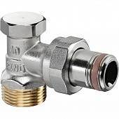 Вентиль OVENTROP Combi 2, угловой, DN-15, 3/4, 1/2, Н ЕК-Н, PN, бар-10, T°C -от +2 до +120, латунь, никелированный, НГ со штуцером, предварительная настройка, отключение