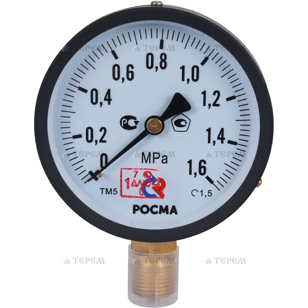 РОСМА ТМ-510Р.00(0-1,6МРа)G1/2.1,5 * МАНОМЕТР диам.100 мм, тип - ТМ ...