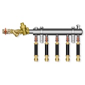 Коллектор модульный БЭФ-КЭВ для систем водоснабжения на 2 отвода, левый, входная группа Ду25