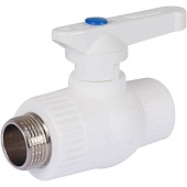 Кран шаровой Kalde комбинированный (наруж. резьба, 25х3/4 ) для полипропиленовых труб под сварку (цвет белый)
