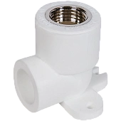 Угольник Pro Aqua d=20-1/2 PP-R с креплением комбинированный ВР Белый