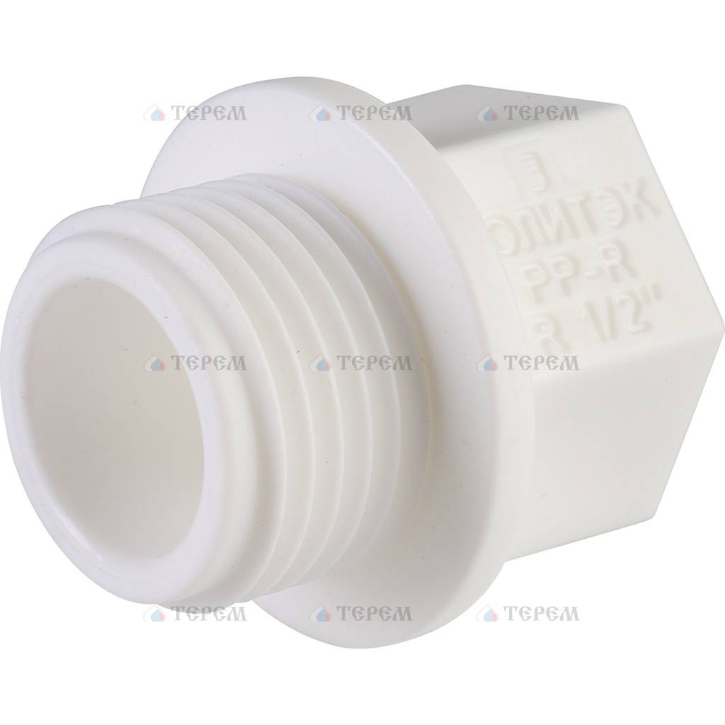 Политэк d=20 Заглушка с резьбой 1/2 для полипропиленовых труб под ...