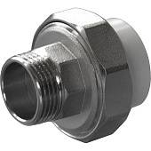 Муфта разъемная с наружной резьбой Политэк 25х3/4 для полипропиленовых труб под сварку (цвет белый)