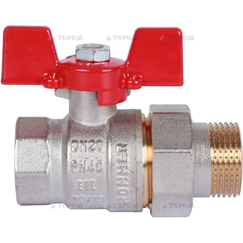 ROMMER Шаровой кран с американкой 3/4 ВН/НР, ручка бабочка – купить в ...