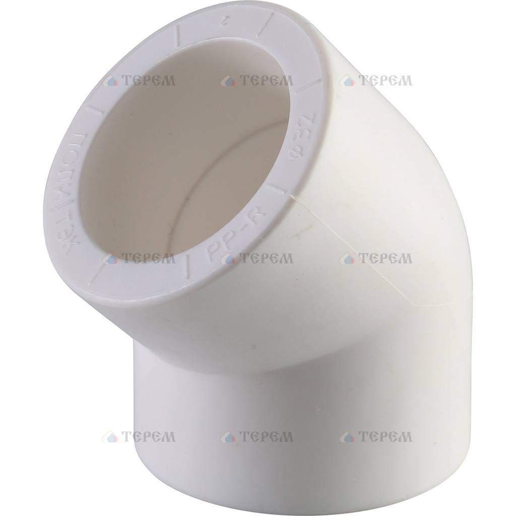 Политэк d=32 Угольник 45* для полипропиленовых труб под сварку (цвет ...