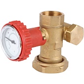 Шаровой перехватывающий клапан с встроенным термометром BARBERI 0-120 °C (красная ручка)