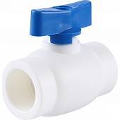 Мини-кран шаровой Kalde с синей ручкой для полипропиленовых труб d=25 для полипропиленовых труб под сварку (цвет белый)