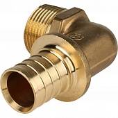 Угольник-переходник STOUT с наружной резьбой 32xR 1 для труб из сшитого полиэтилена аксиальный