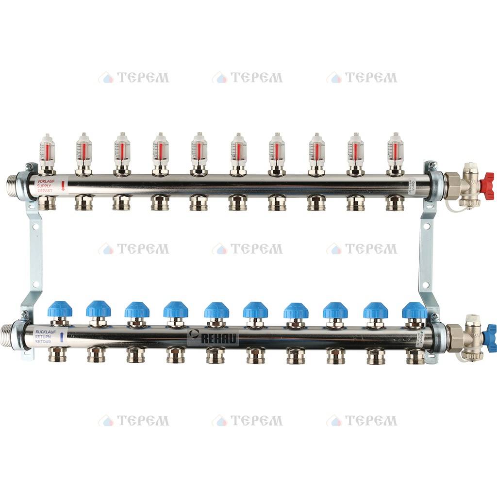 REHAU Распределительный коллектор HKV-D на 10 контуров (нерж .сталь ...