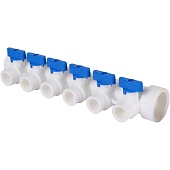 Коллектор с запорными кранами для полипропиленовых труб Kalde (6 выходов)