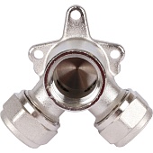 Тройник TIEMME с креплением, внутренняя резьба (16х2.0х1/2) для металлопластиковых труб винтовой