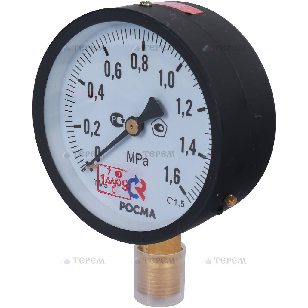 РОСМА ТМ-510Р.00(0-1,6МРа)G1/2.1,5 * МАНОМЕТР диам.100 мм, тип - ТМ ...