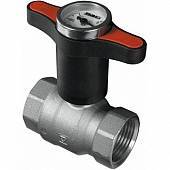 Шаровой кран HERZ с 3Т-образной полимерной рукояткой и термометром (цвет рукоятки - красный, ВР-ВР 1 1/4